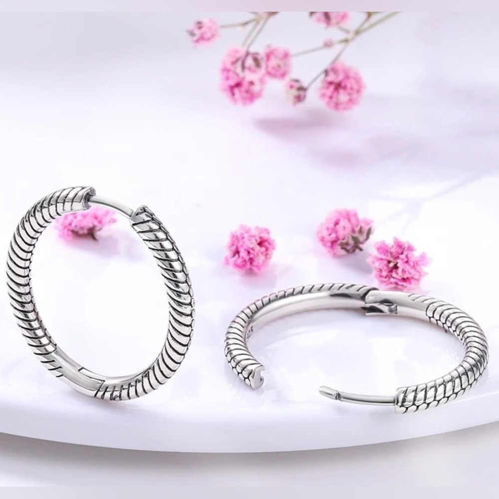 ◾️925 Sterling Silver Round Hoop Earrings